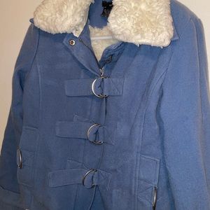 Women's  Kenzie Velvet Faux Wool Lined, Removable Collar Jacket Size 4 Small